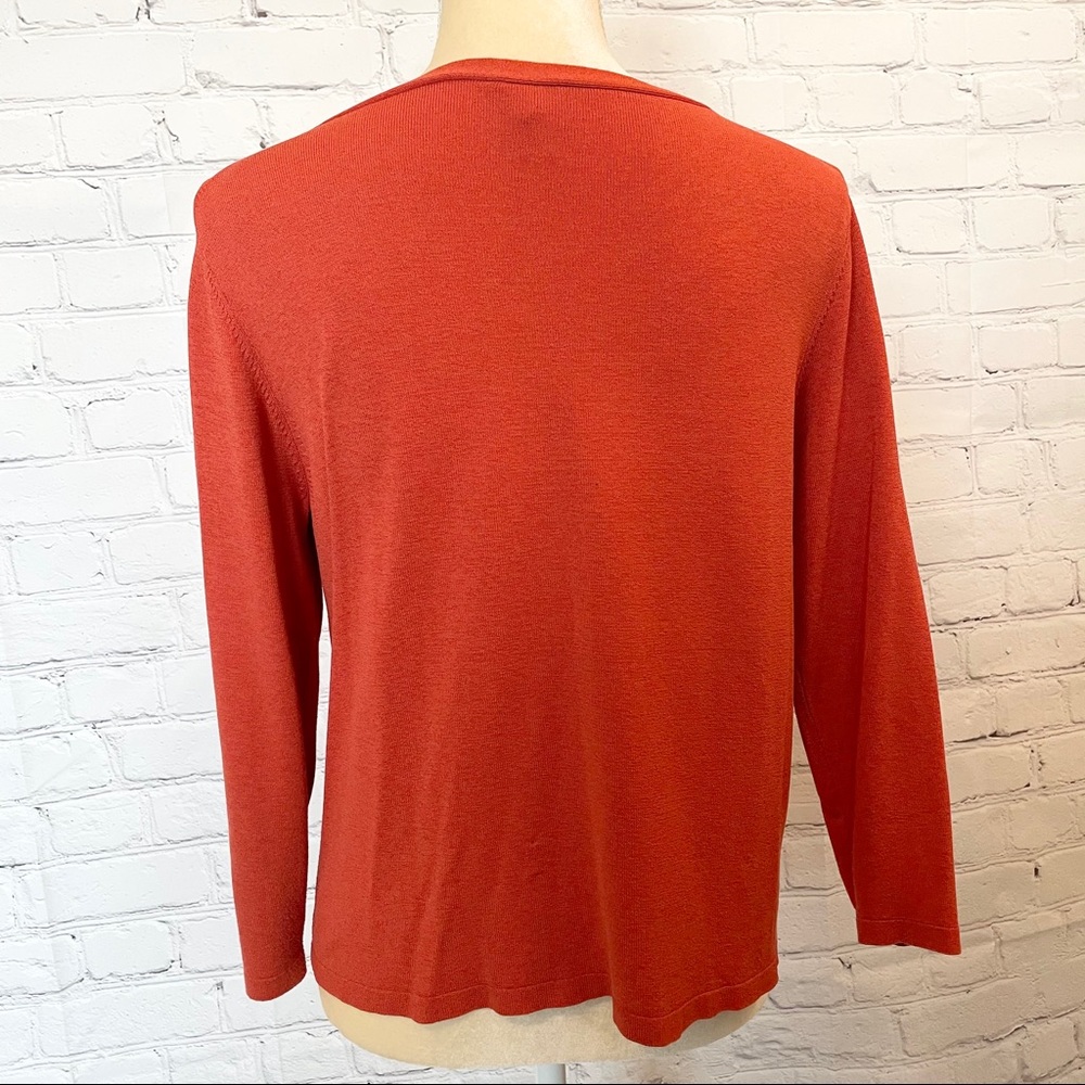 Eileen Fisher orange Italian yarn knit blouse - Picture 4 of 7
